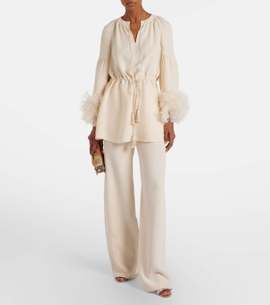 Cady Couture feather-trimmed tunic