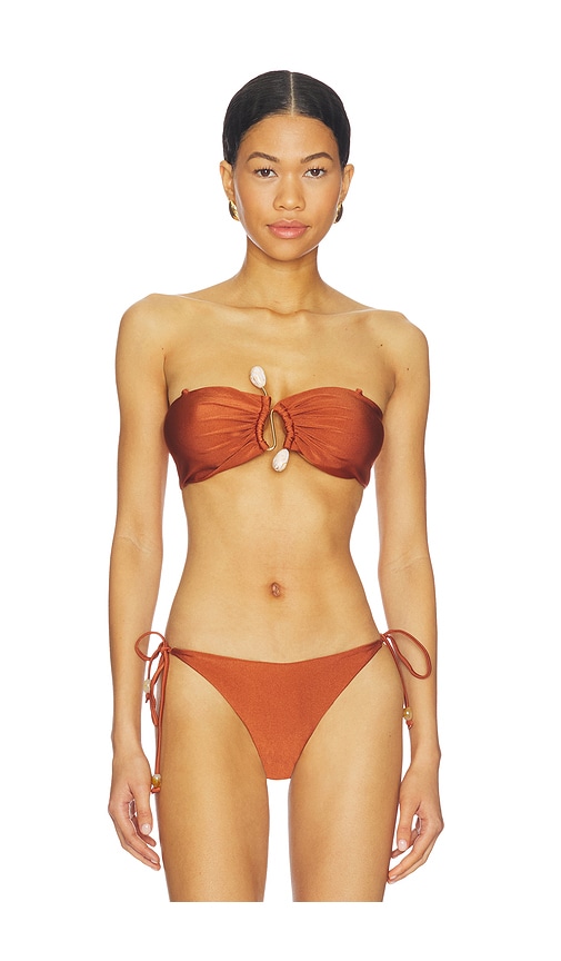 Bardot Rymona Bandeau Bikini Top in Rust. - M also in