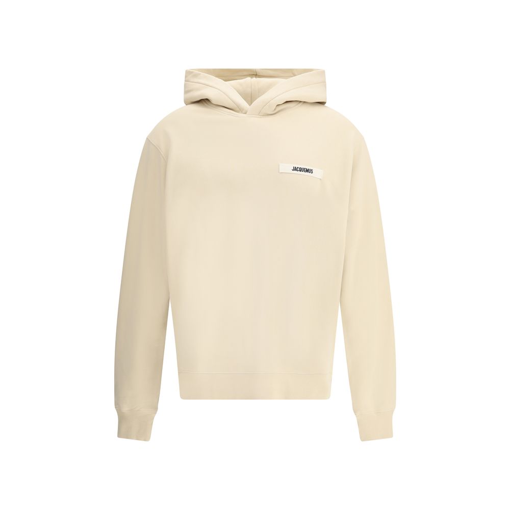 Cotton Logo-Patch Hoodie — Beige