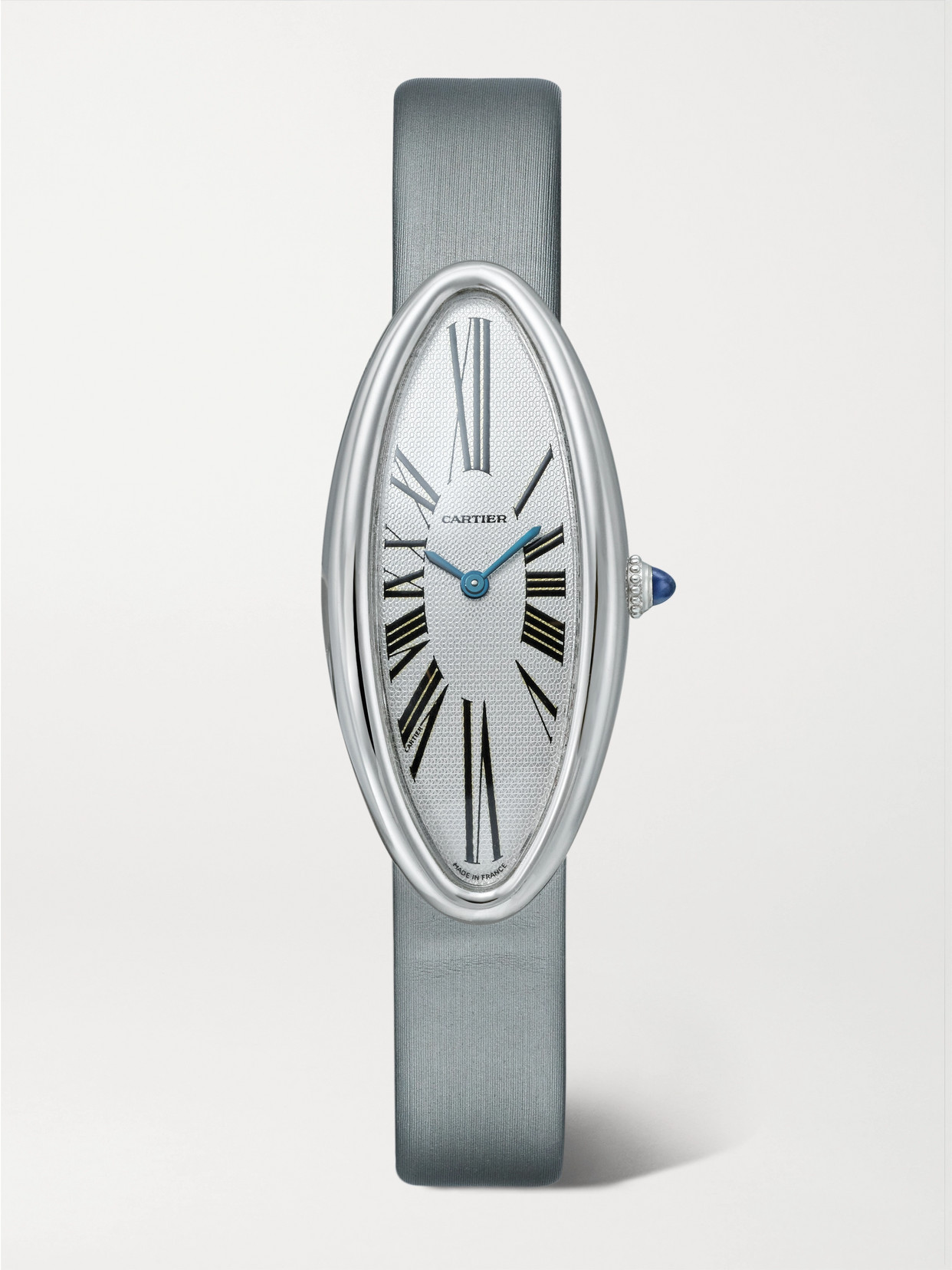 Cartier Vintage Baignoire Allongée 47mm Small 18-karat White Gold And Satin Watch - One size