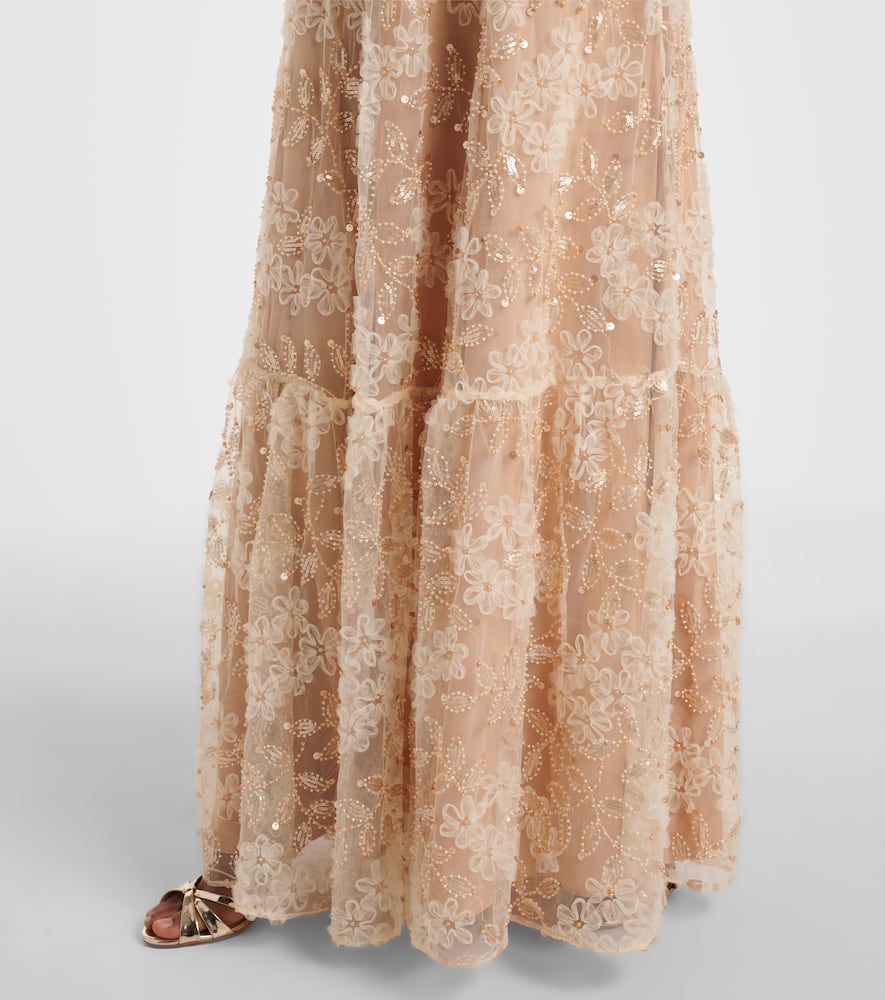 Self-Portrait Embroidered caped gown