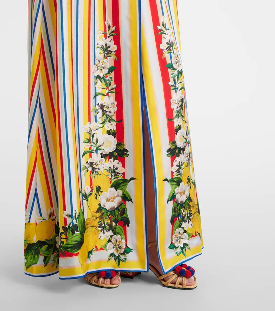 Belted striped silk shirt dress