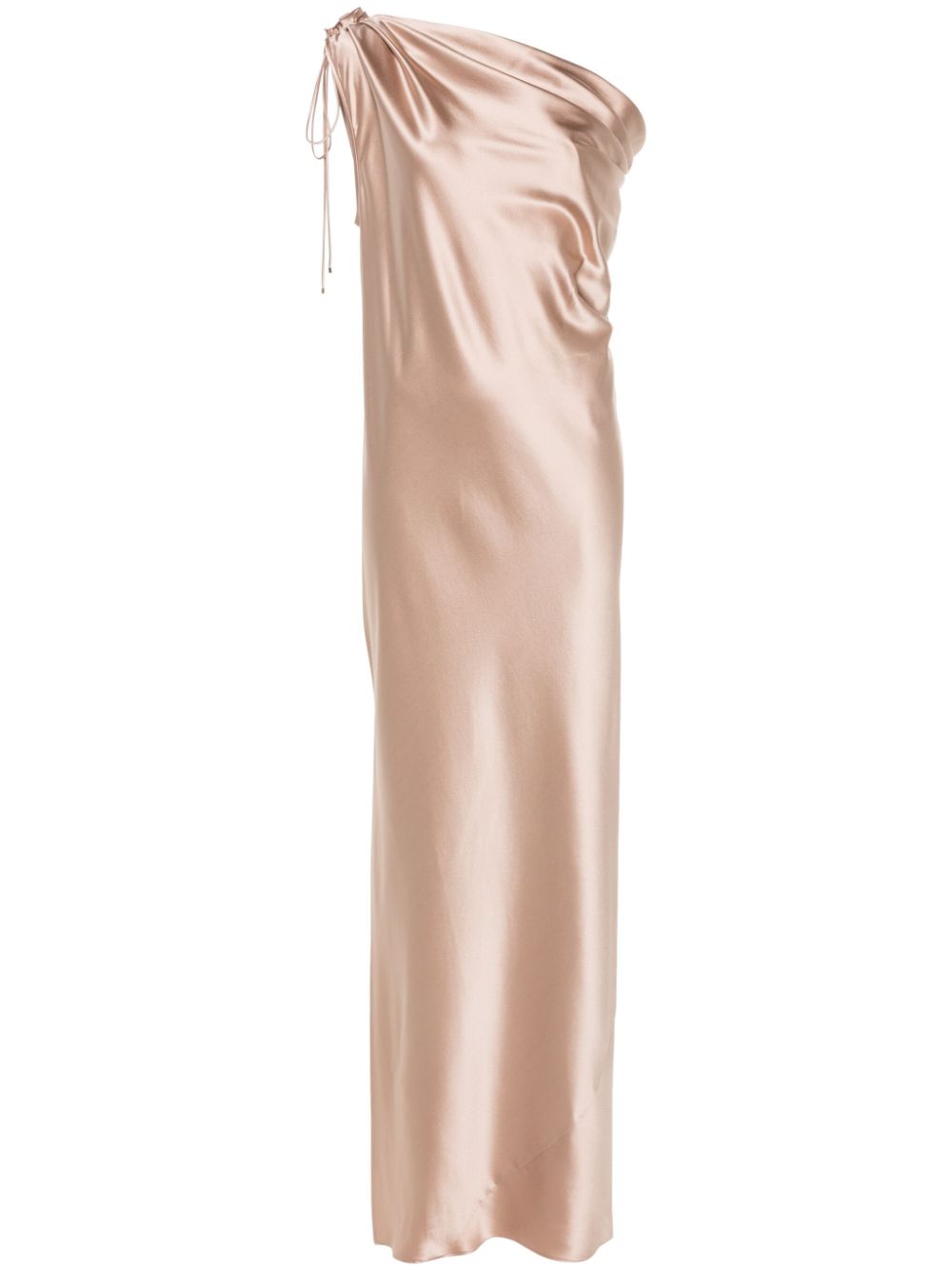 One-shoulder silk dress - Neutrals