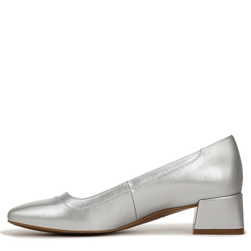 Women's Huntley Block Heel Pump Shoes (Silver Faux Leather)