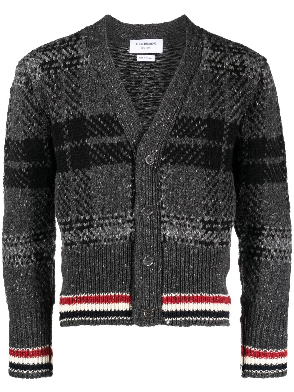 Tartan-check pattern cardigan - Grey