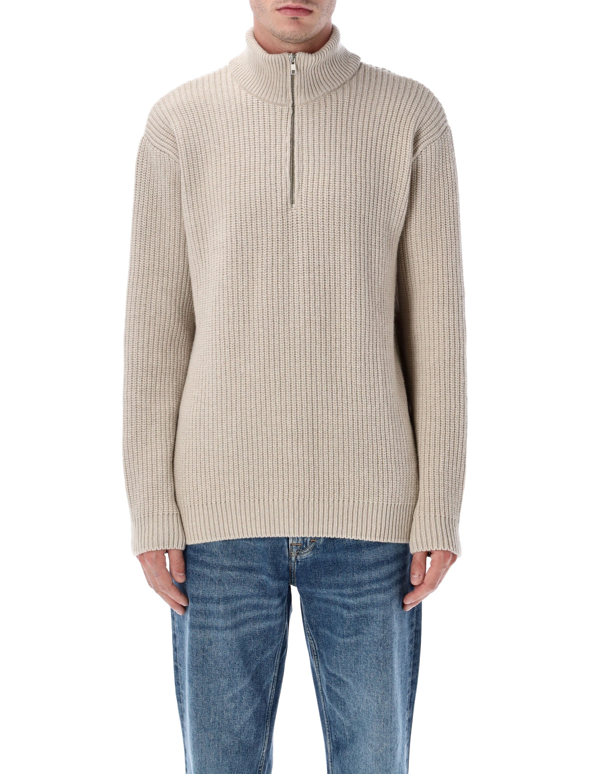 Oversized Merino Wool Quarter Zip Sweater - Size L