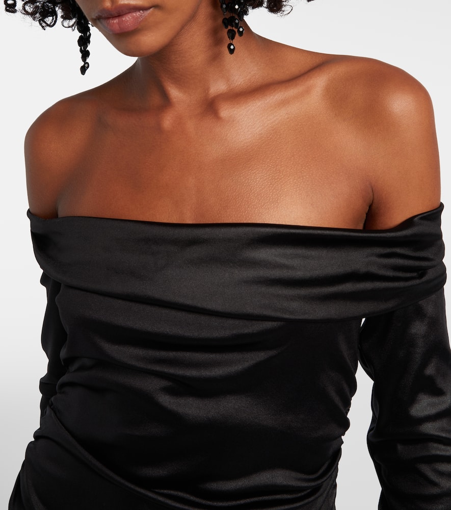 Elife gathered off-shoulder midi dress