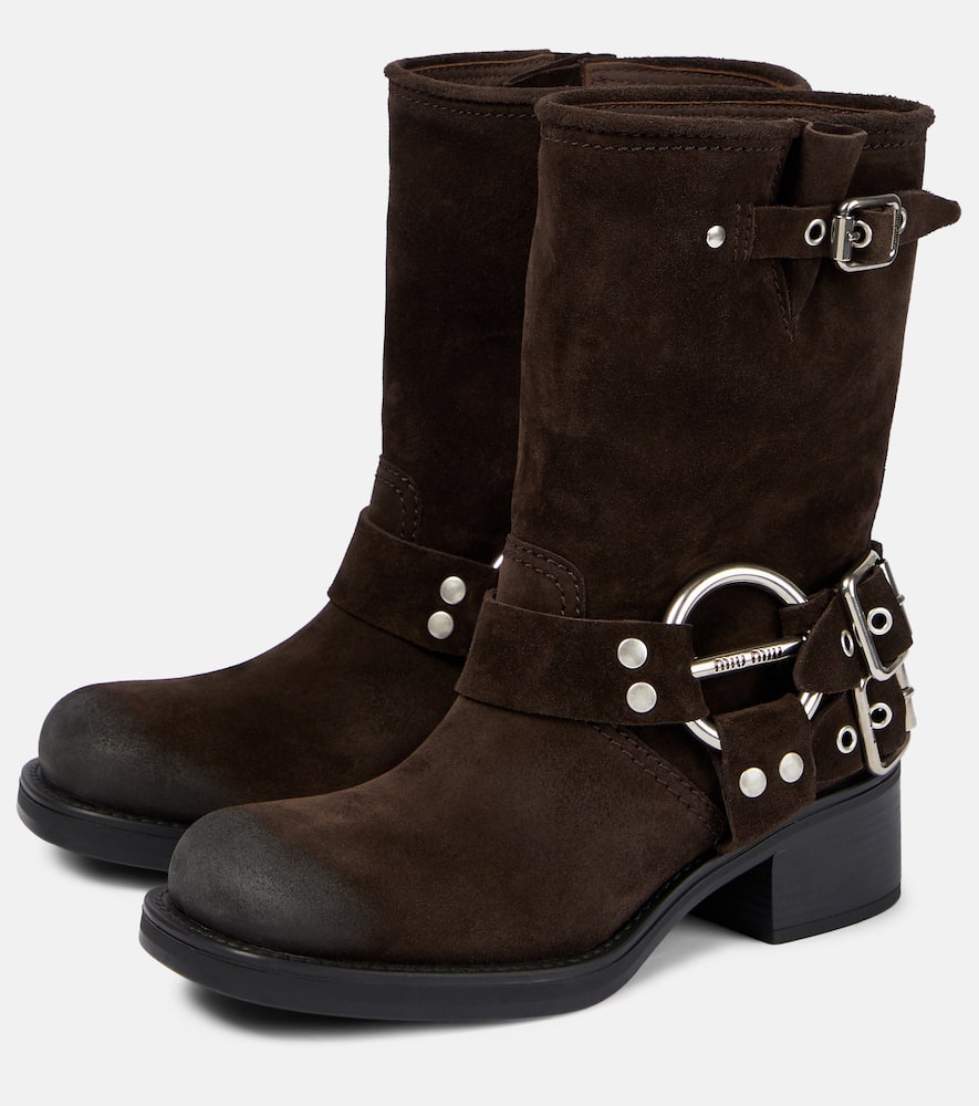 Studded suede ankle boots