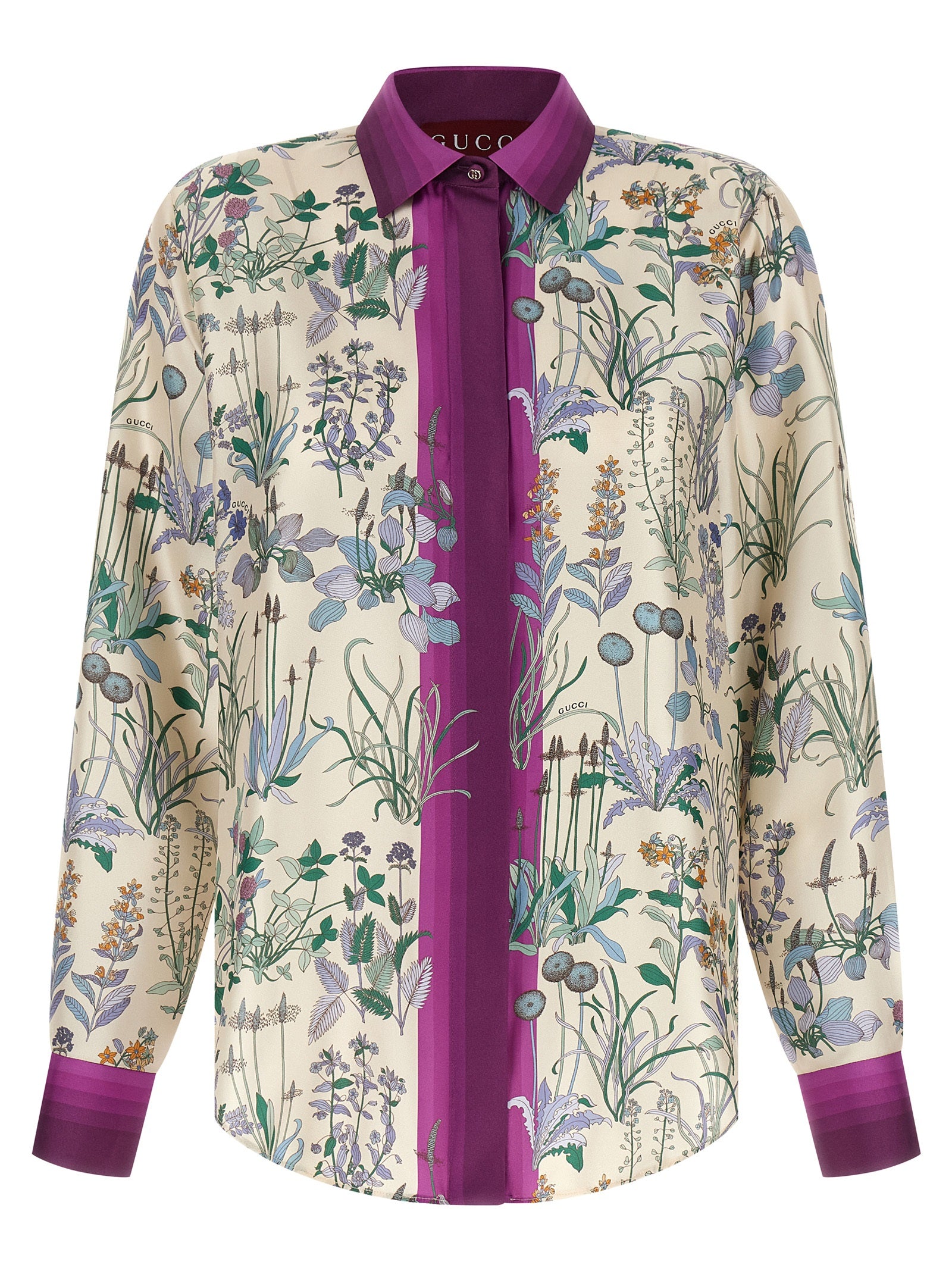 Botanical Print Silk Blouse — Multicolor