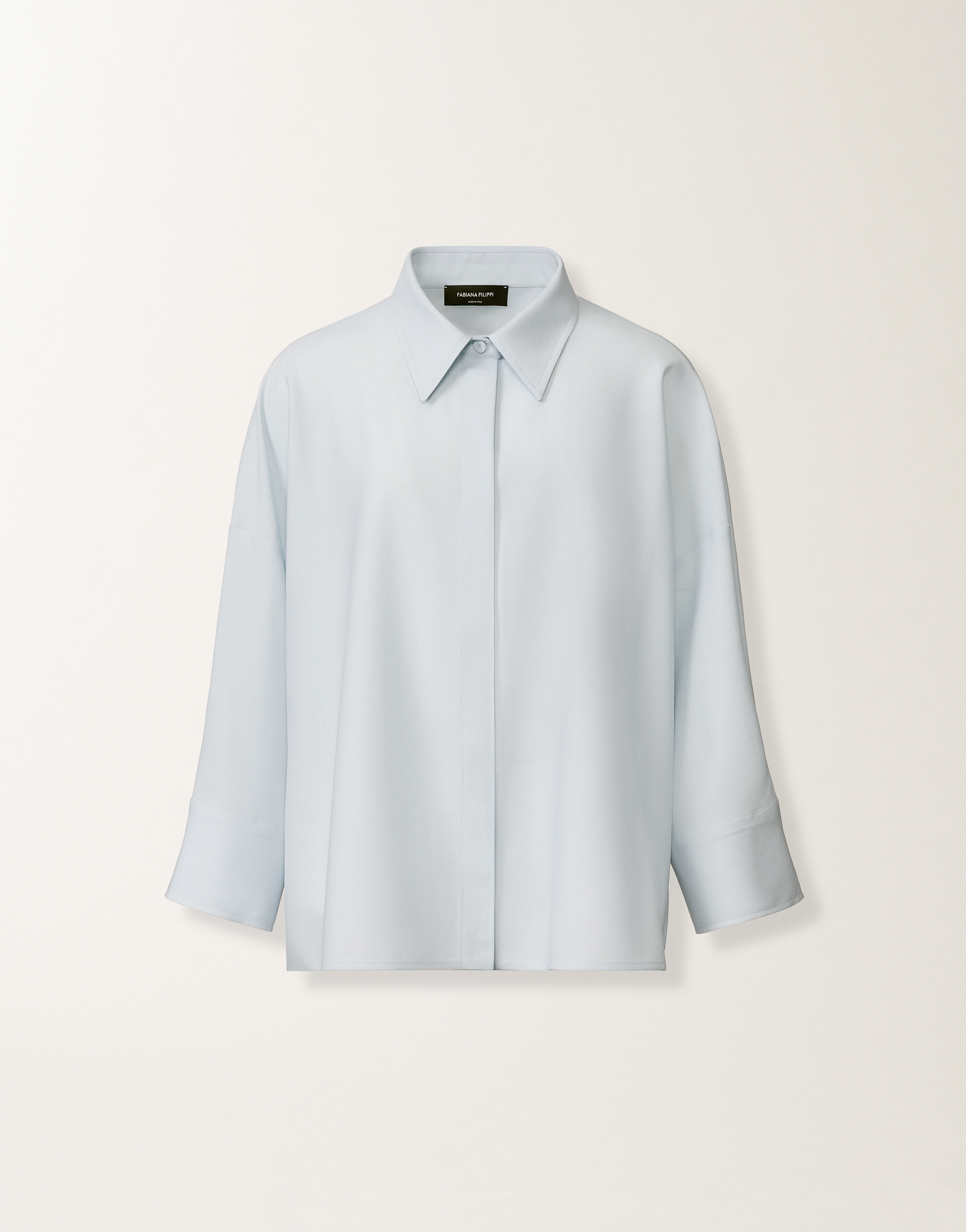 Cropped shirt in cool bistretch wool, aqua