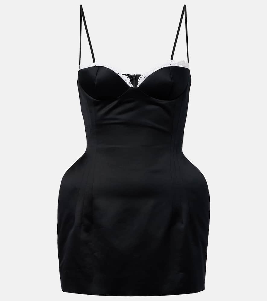 Crochet-trimmed cotton bustier dress