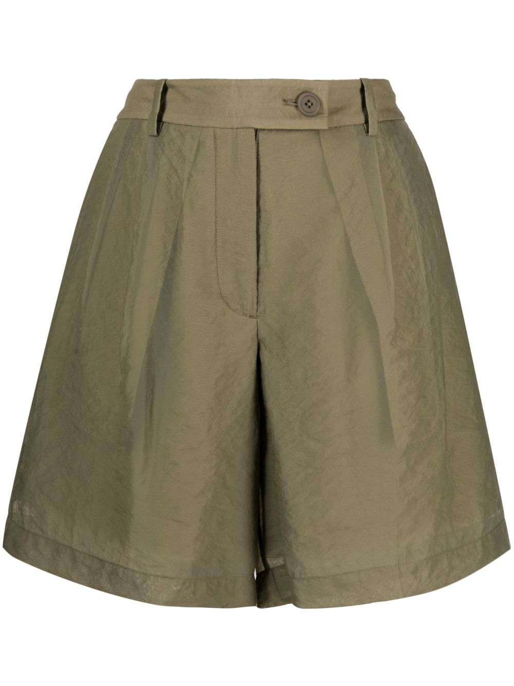Pleated sheer shorts - Green