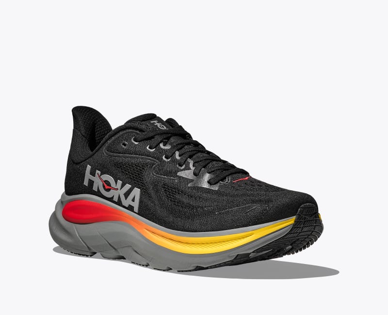 HOKA Men's Clifton 10 Shoes in Black/Galactic Grey