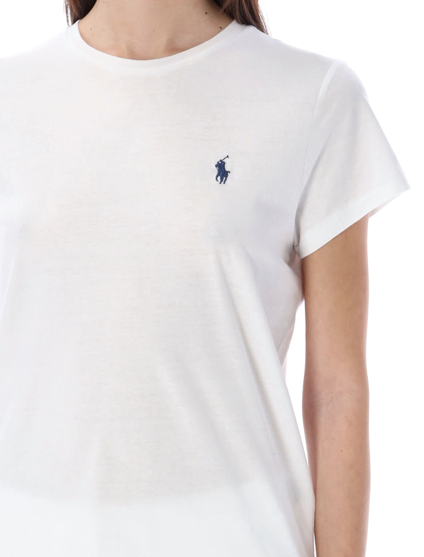 White Round Neck Logo T-Shirt