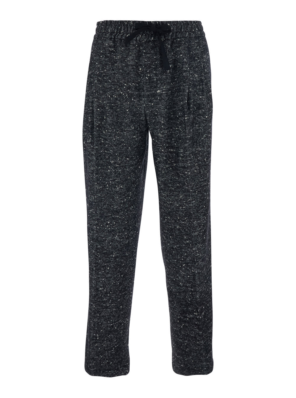 Dark Grey Trousers With Elasticated Waist With Drawstring In Wool Blend Man