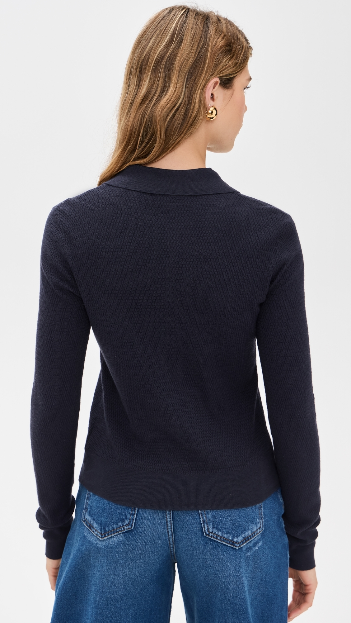 Sterling Jewel Button Collar Sweater Midnight/Gold Rose