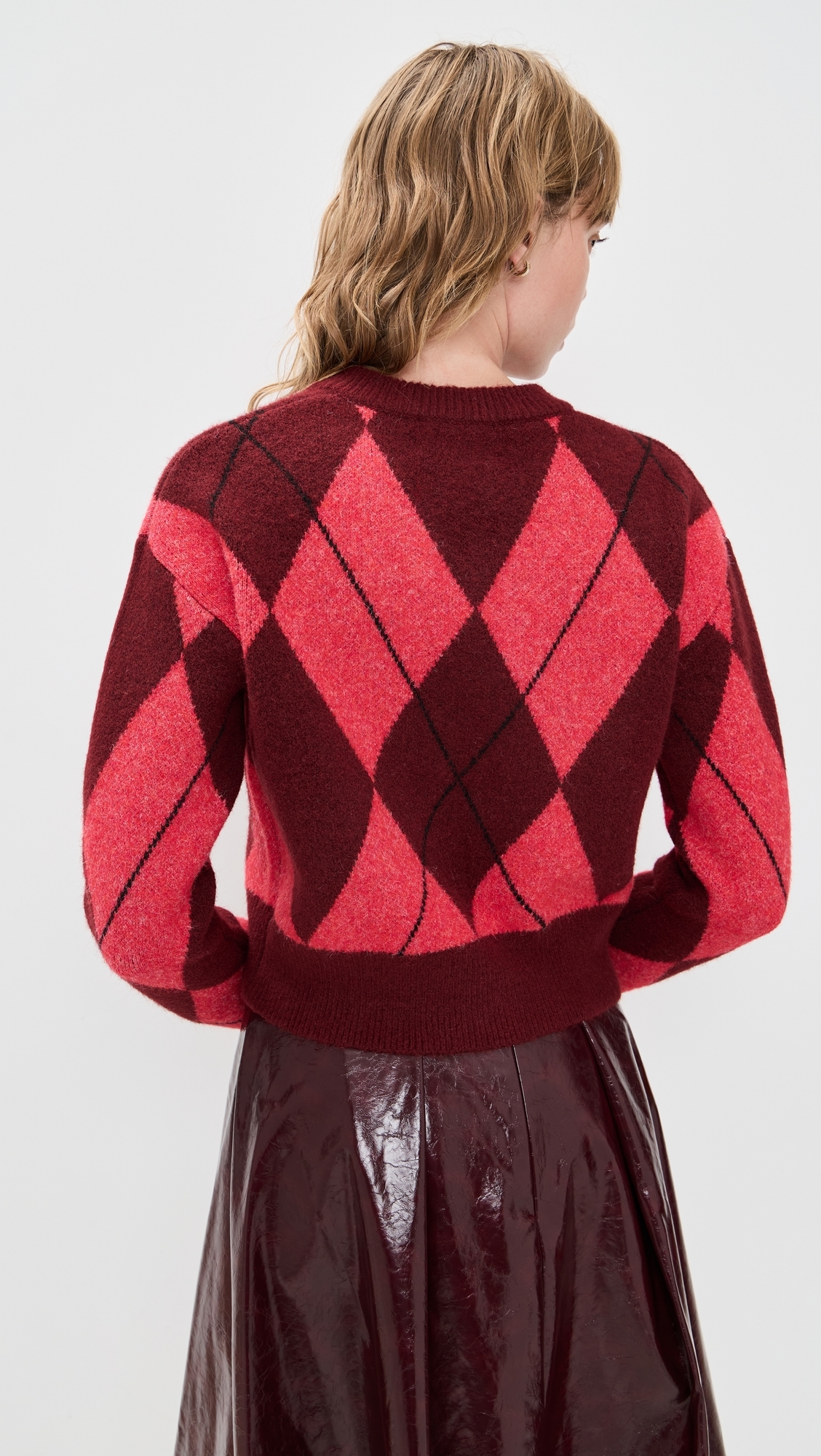 Rae Arglye V Neck Sweater Burgundy Combo