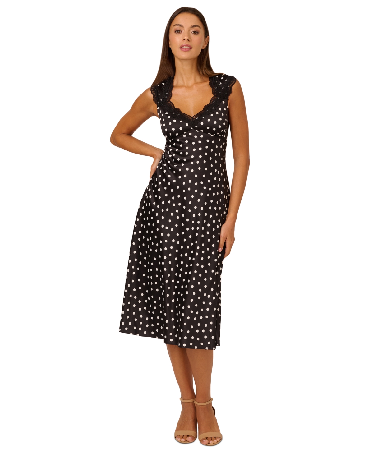Women's Polka-Dot Midi Dress - Blckwhite
