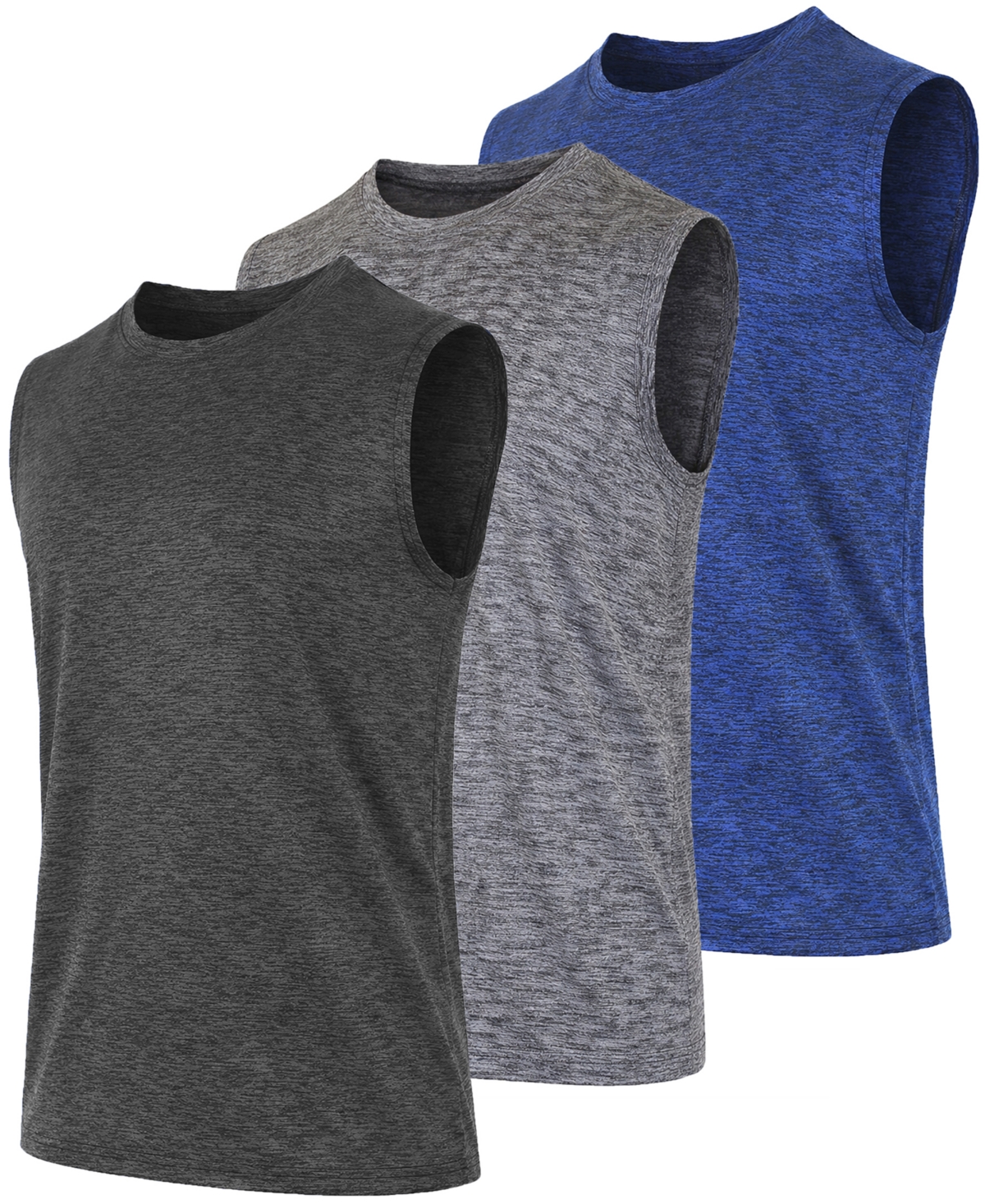 Galaxy Kick Start Gear Men's Crewneck T-Shirt, 3-Pack - Black/Gray/Royal