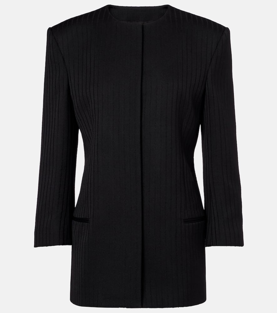 Ribbed-knit wool blazer