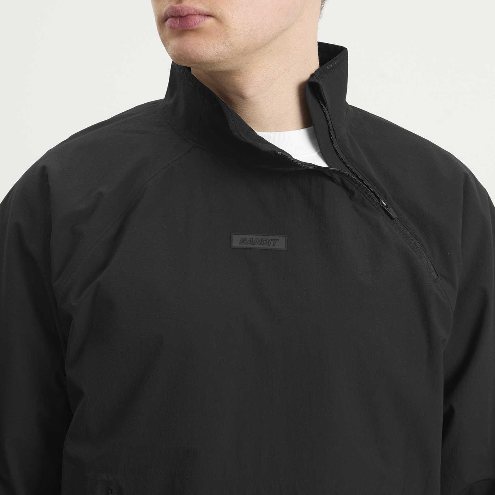 Men's Windproof Asymetrical Pullover Black