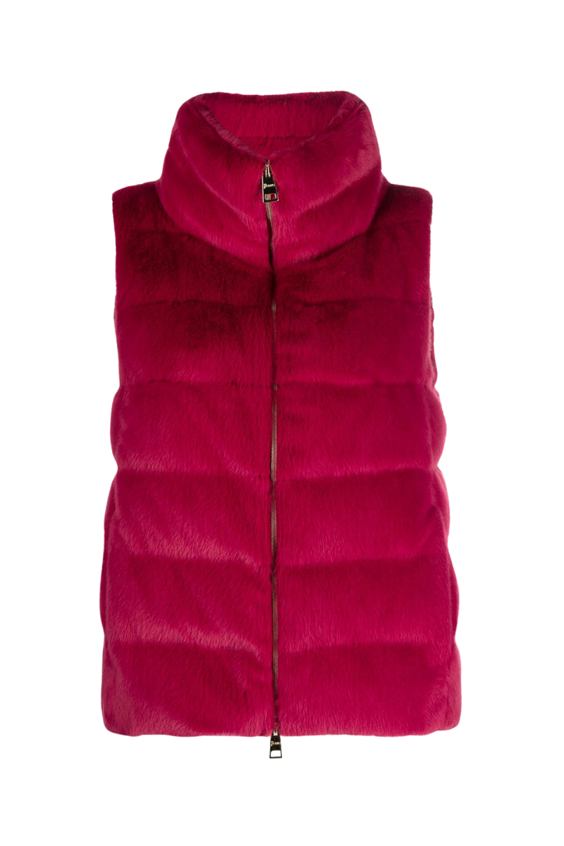 Faux Fur Padded Vest — Pink