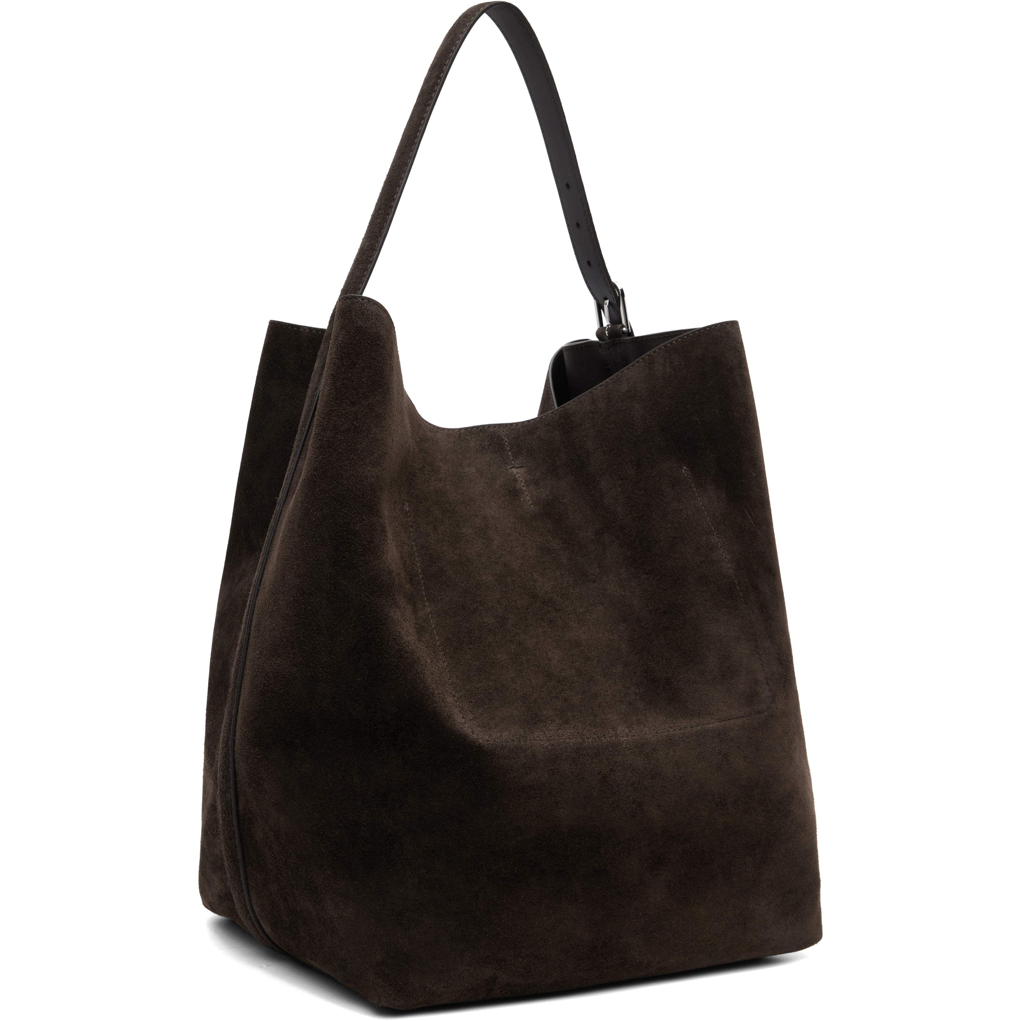 Brown Belted Suede Tote
