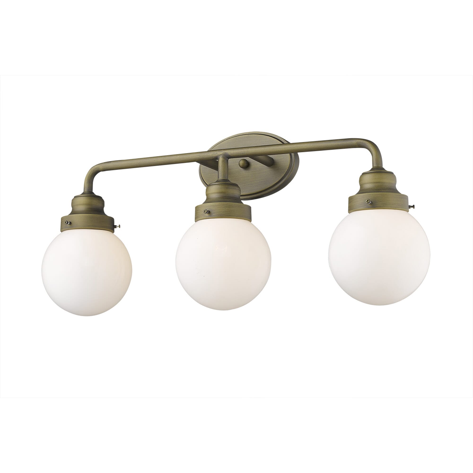 Raw Brass Three Light Vanity from the Portsmith Collection