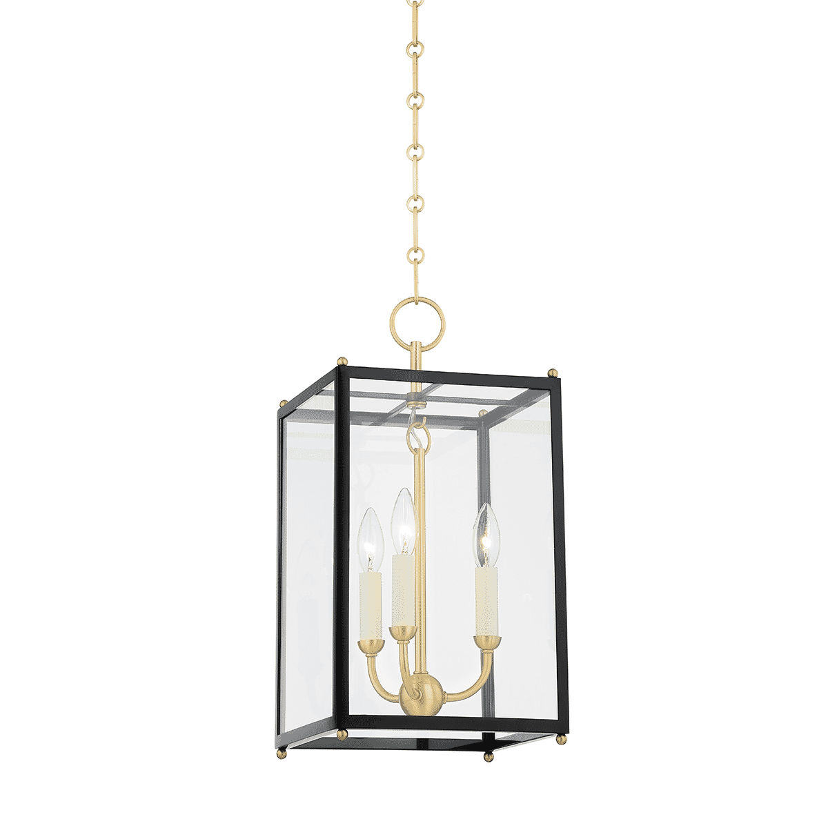 Aged Brass Three Light Lantern from the Chaselton Collection