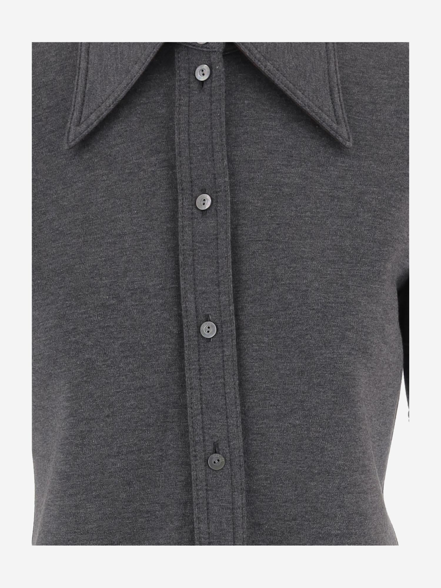 Wool-Blend with Wide Collar Shirt — Gray