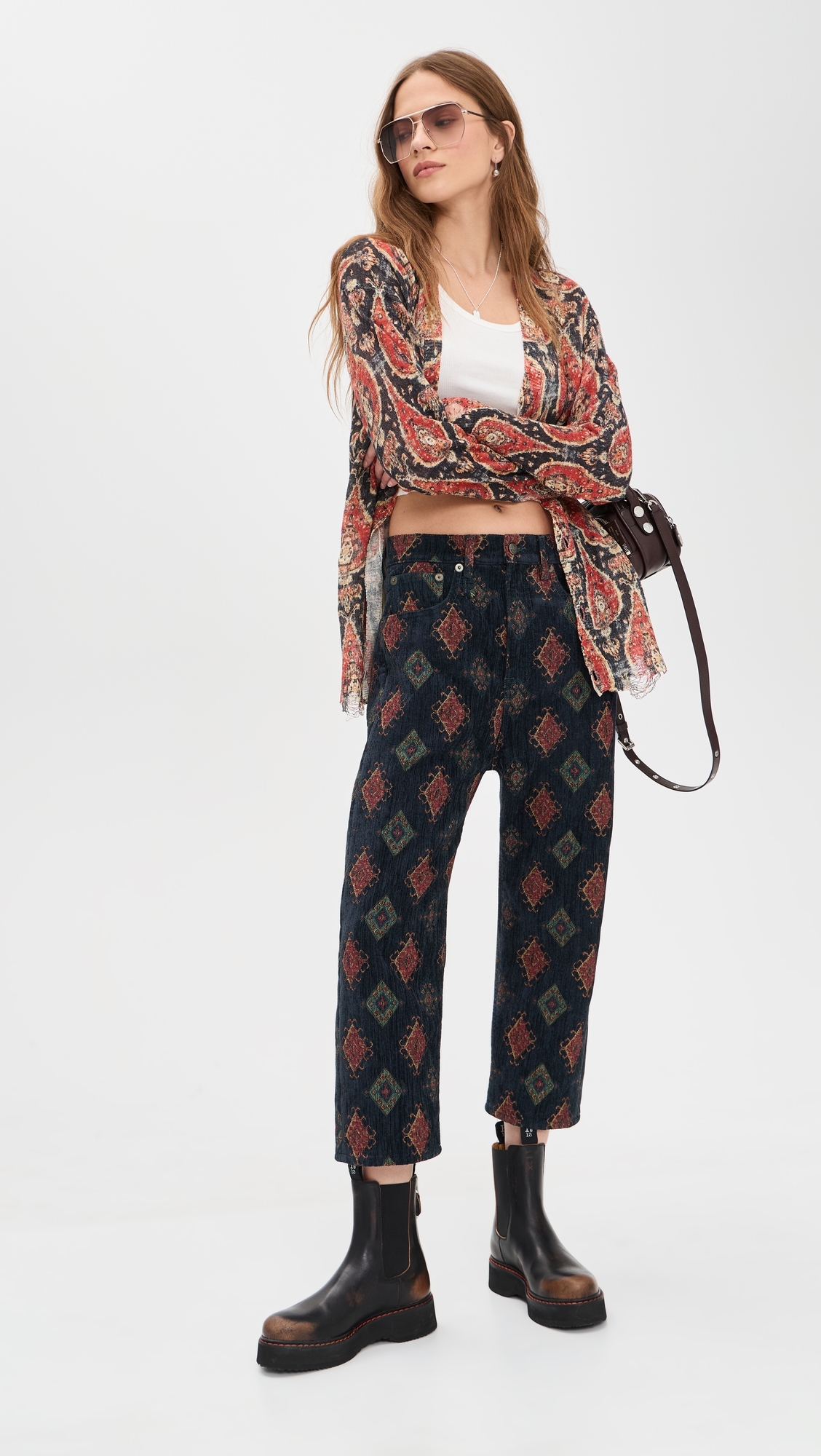 Tailored Drop Jeans Navy Blue Jacquard