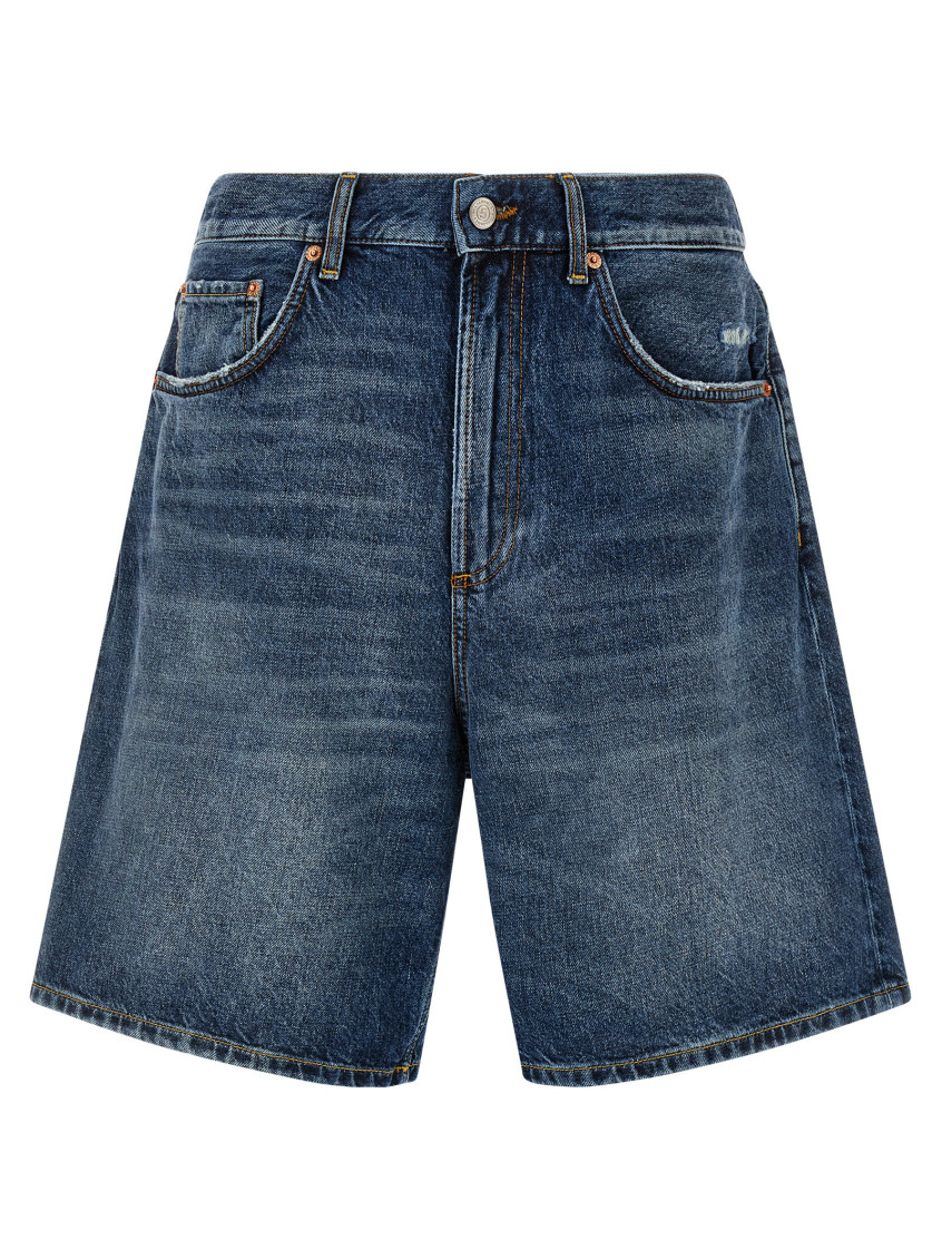 Blue Solid Denim Shorts