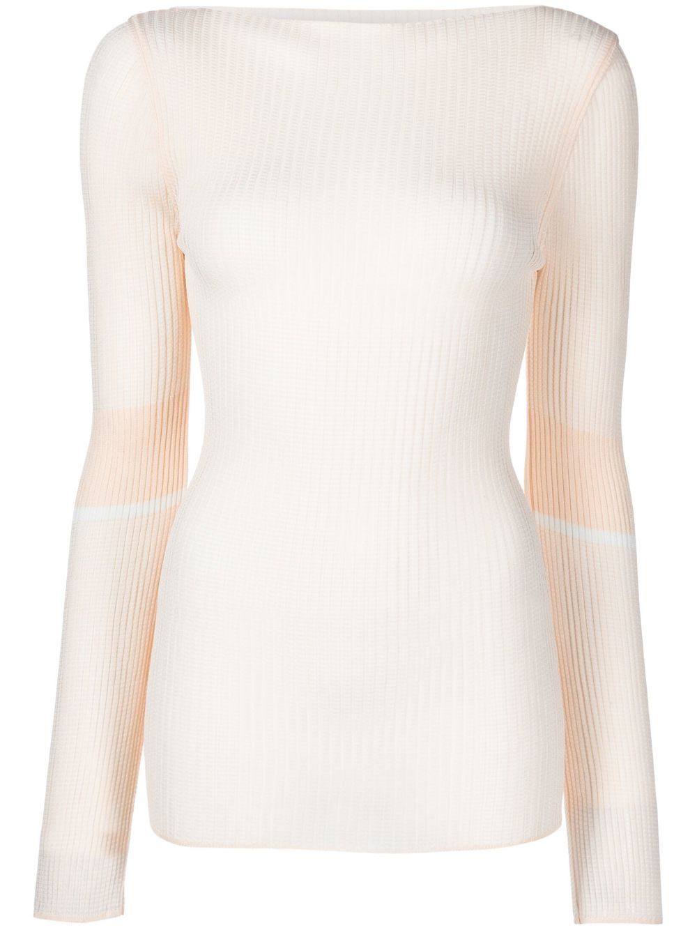 Ribbed knit boat-neck knitted top