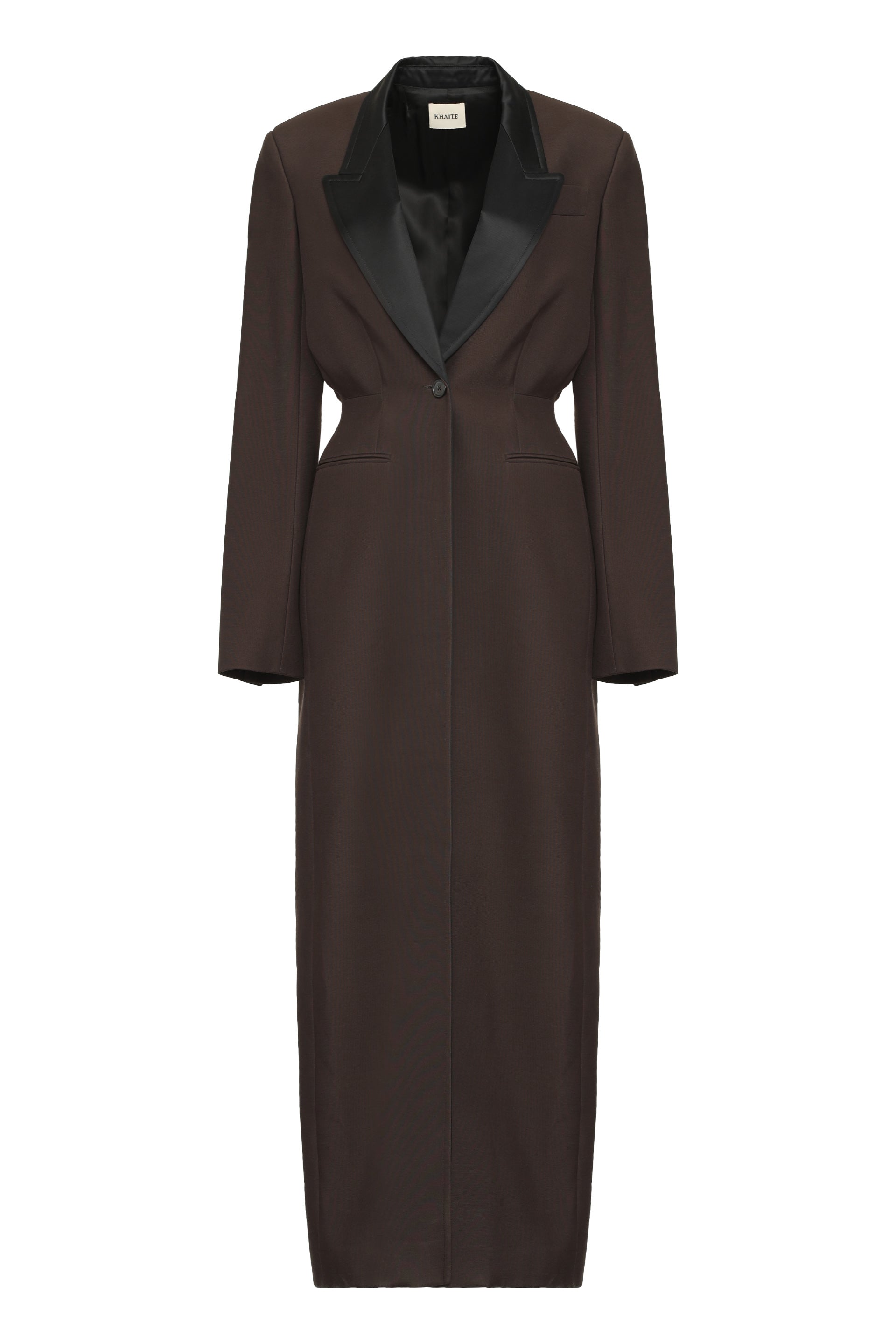 Bellow Satin Lapel Single-Breasted Long Jacket