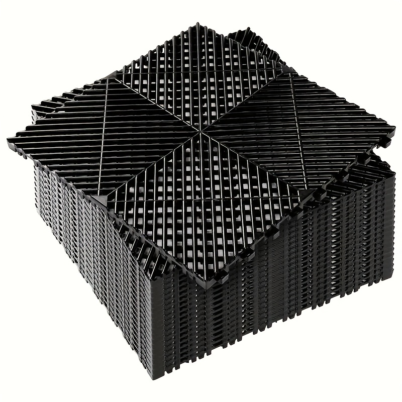 TEMU 10 Edges And 2 Corners Only Optional 20 Pack 16"x 16"x 0.75"thickness Interlocking Garage Floor Tiles, Modular Drainage Floor Mat, Non-slip