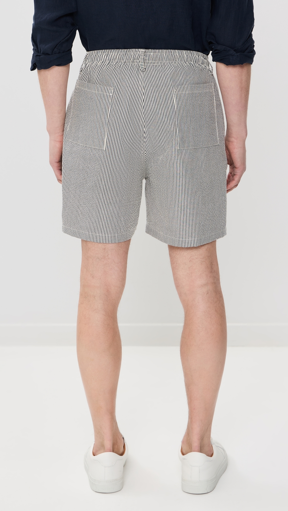 Navy Pinstripe Leisure Shorts 5 Navy