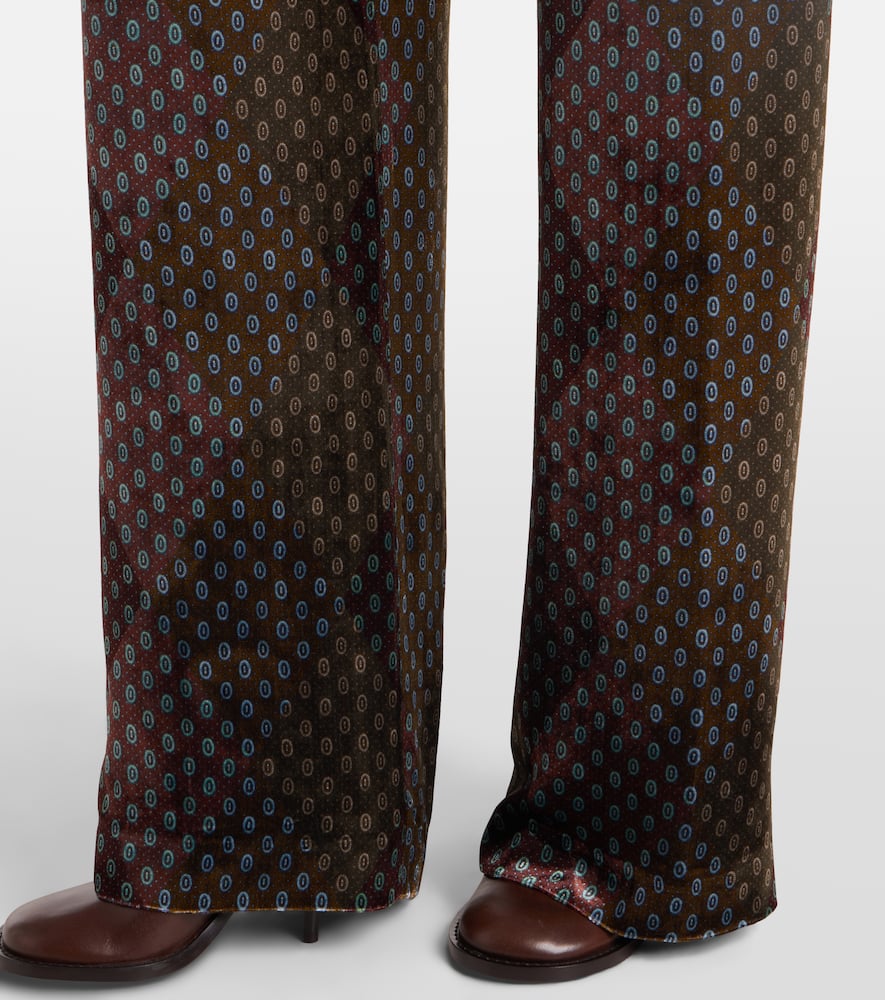 Printed wide-leg satin pants