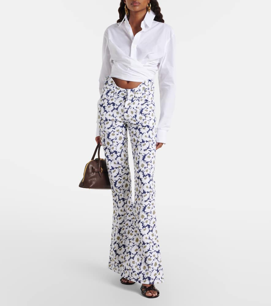 Cropped cotton poplin shirt
