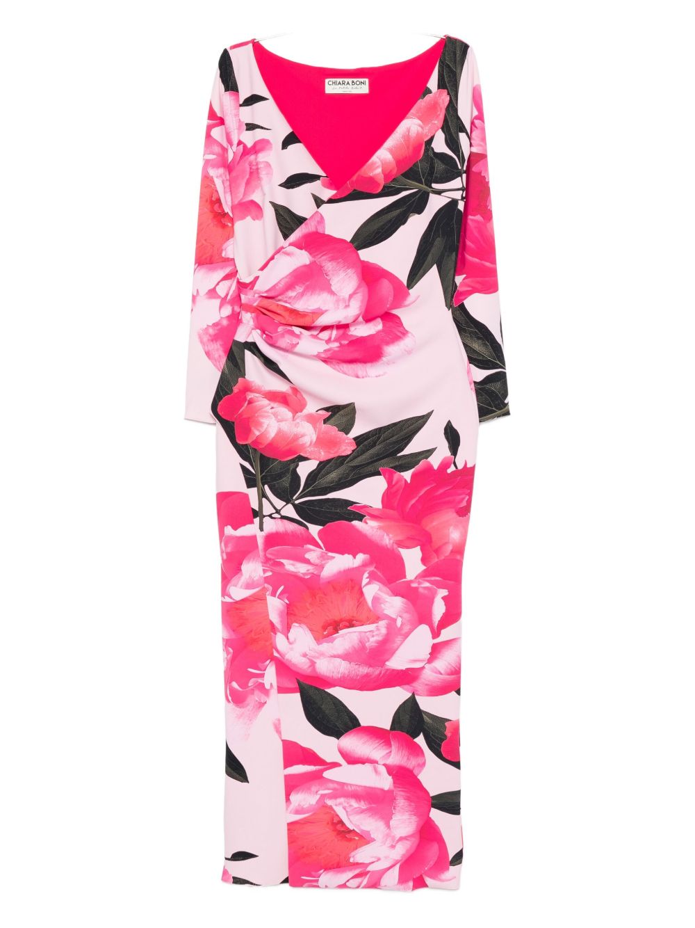 Floral-print wrap midi dress - Pink