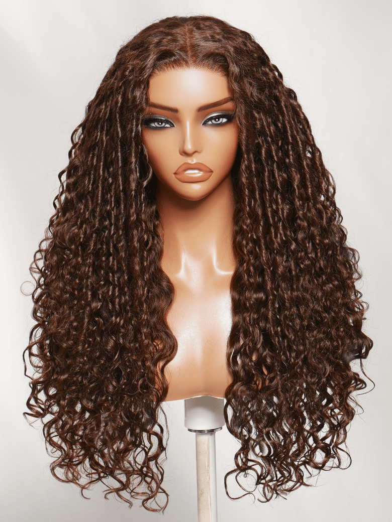 UNice Bye-Bye Slip™ 7x5 Lace Glueless Auburn/Red Brown Type 3/4-Inspired Multi-Textured Curls Wig with Loose Wavy End