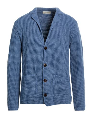Man Cardigan Slate blue Size L Wool, Polyamide