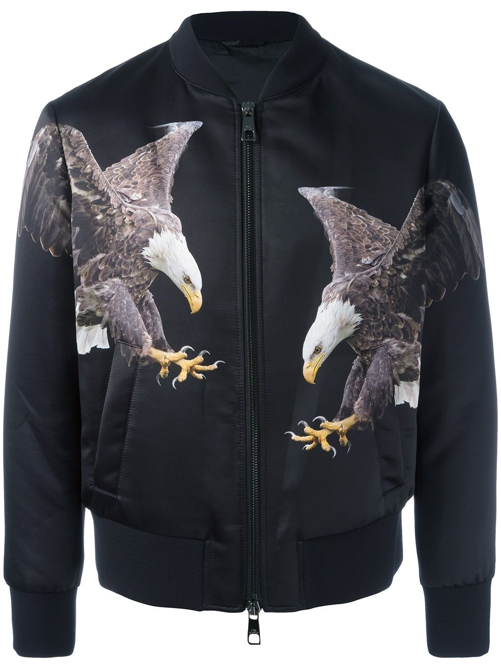 Eagle print bomber jacket - Black