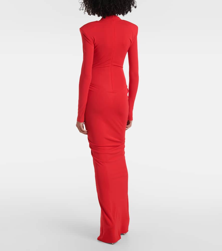 Darja ruched high-neck gown