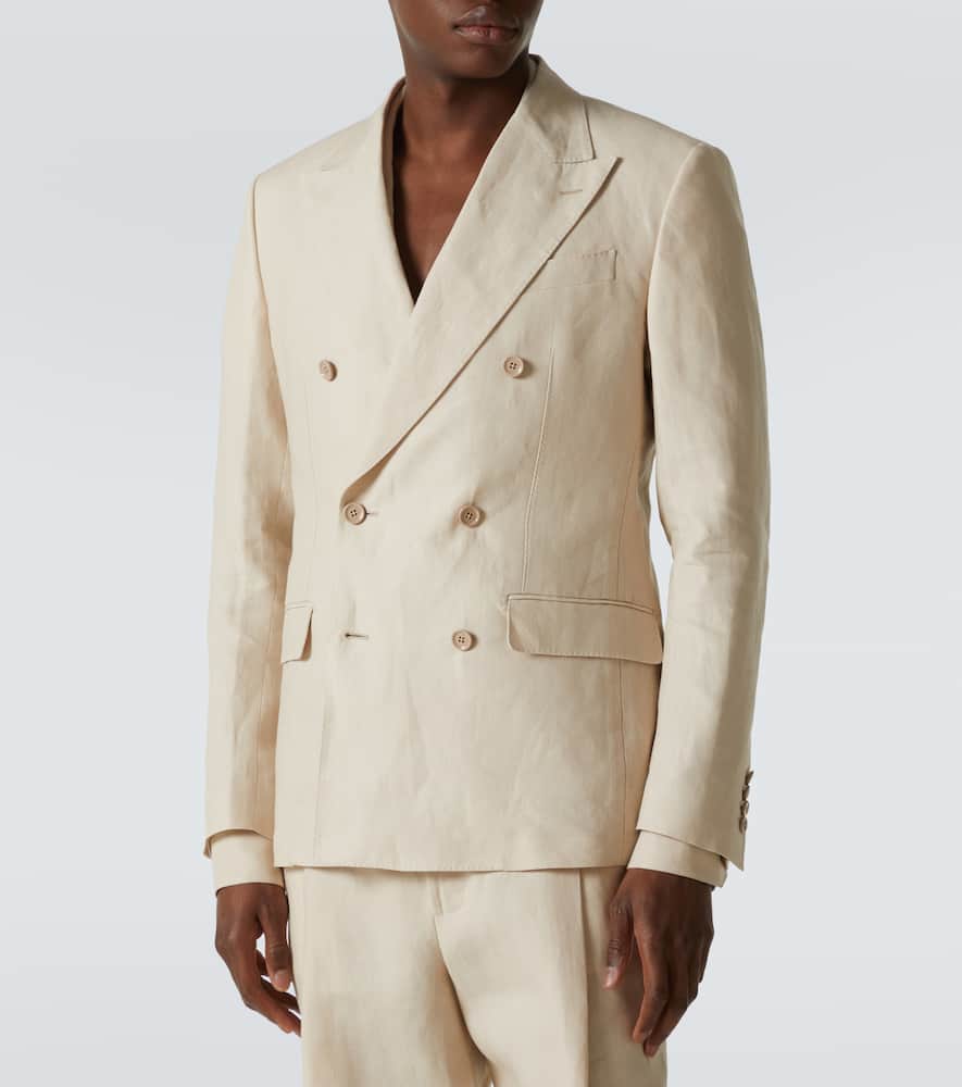 Double-breasted linen blazer