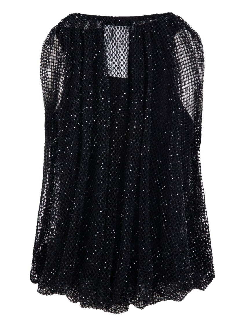 Black Embellished Round Neck Top
