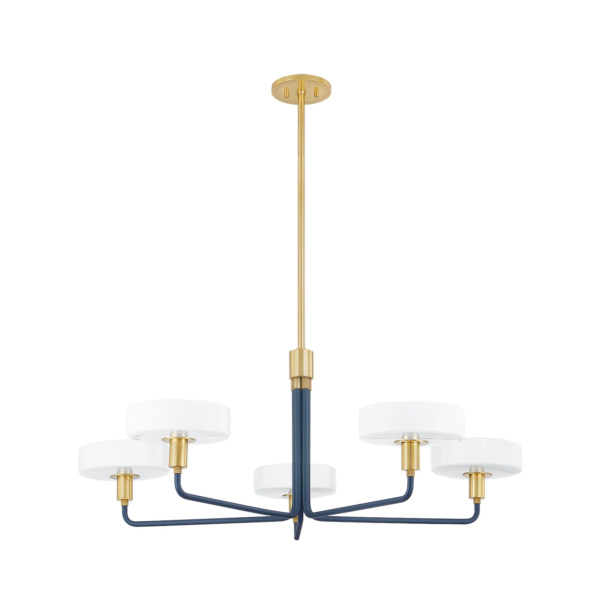 Aston 5-Light Chandelier in Aged Brass with Slate Blue