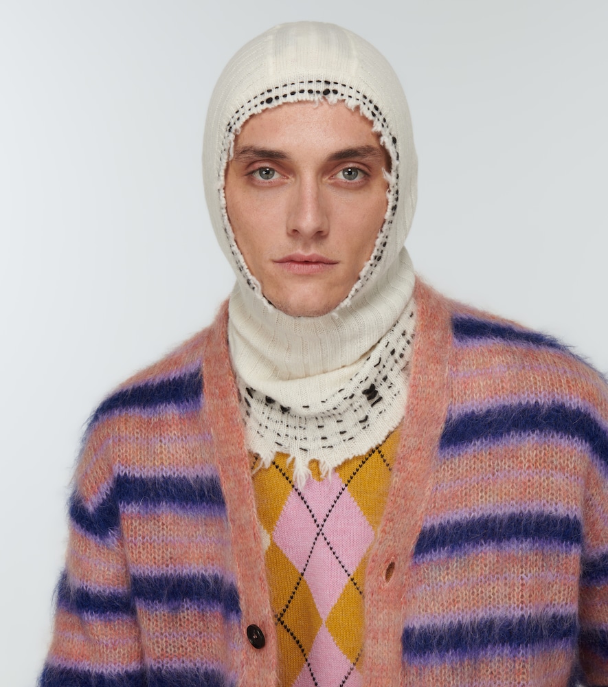 Marni Ribbed knit wool ski mask