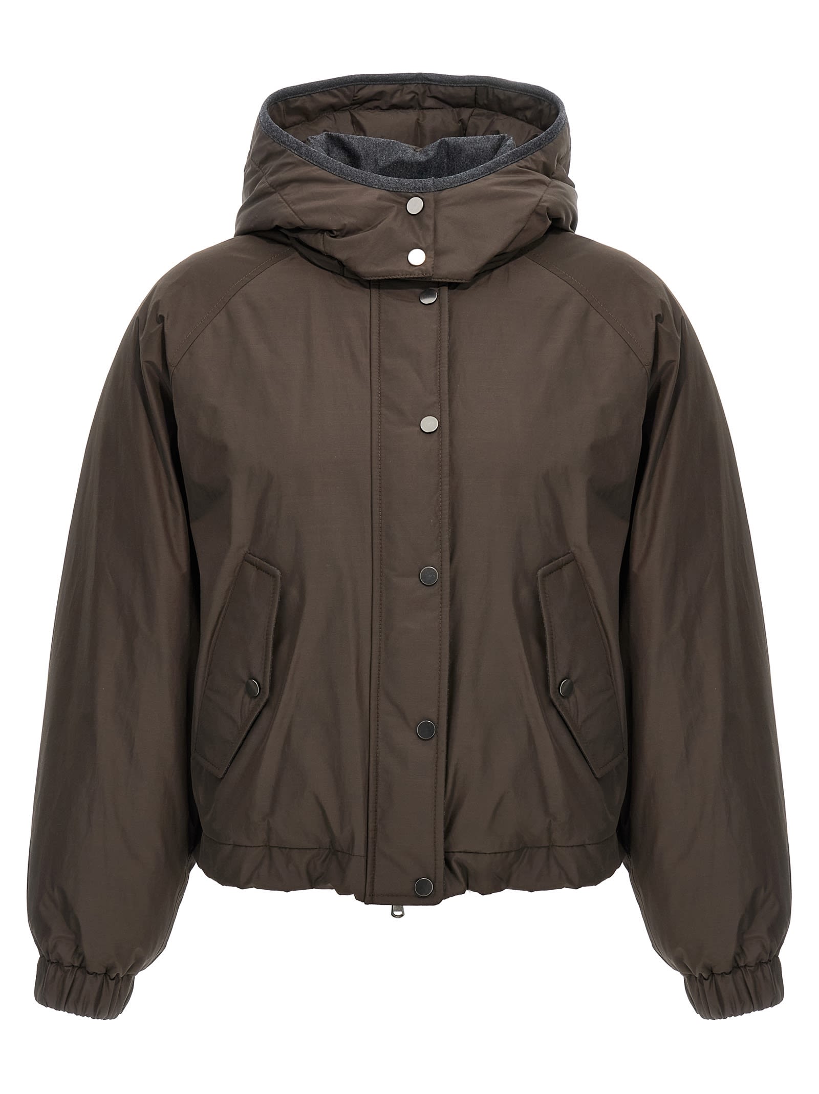 Brunello Cucinelli - Cropped Down Jacket Casual Jackets And Parka Brown