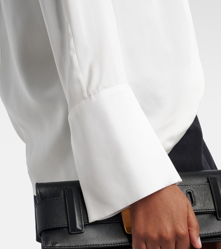 Draped silk satin blouse