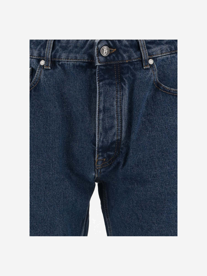 Monogram-embossed straight-leg jeans - Blue